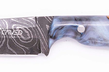 Carved Damascus Field Knife #20577 Sale