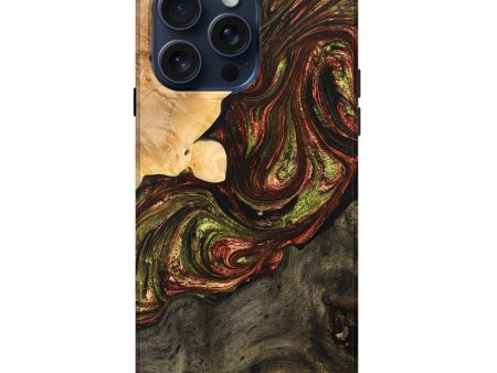 iPhone 15 Pro Max Wood+Resin Live Edge Phone Case - Aisha (Green, 667101) Online