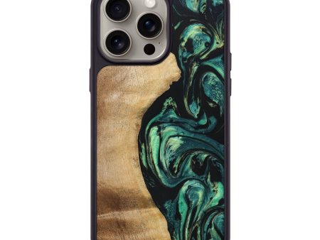 iPhone 15 Pro Max Wood+Resin Phone Case - Drew (Green, 666540) Online