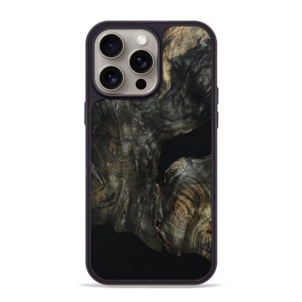 iPhone 15 Pro Max Wood+Resin Phone Case - Tami (Pure Black, 667215) Discount