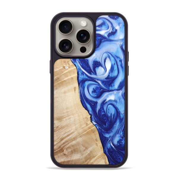 iPhone 15 Pro Max Wood+Resin Phone Case - Krista (Blue, 666337) Online now