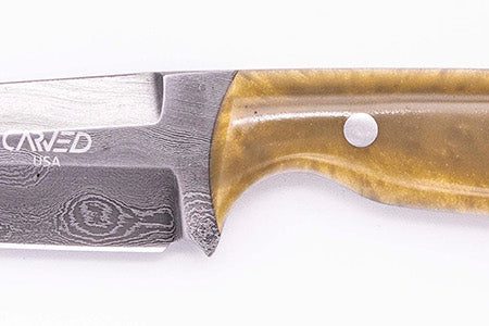 Carved Damascus Field Knife #20611 For Discount