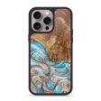 iPhone 15 Pro Max Wood+Resin Phone Case - Mya (Teal & Gold, 666386) Cheap