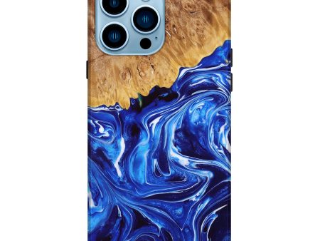 iPhone 14 Pro Max Wood+Resin Live Edge Phone Case - Rihanna (Blue, 667306) Hot on Sale