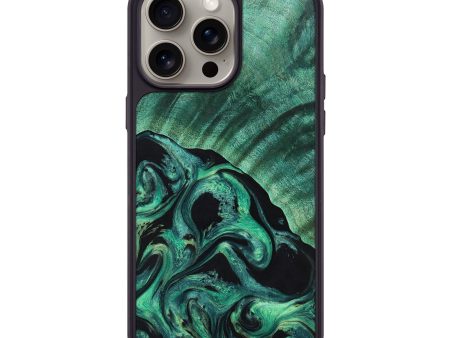 iPhone 15 Pro Max Wood+Resin Phone Case - Deja (Green, 670480) For Cheap