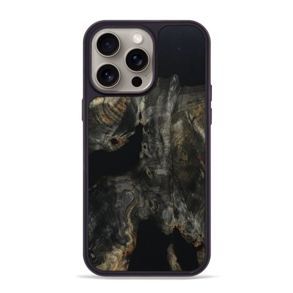 iPhone 15 Pro Max Wood+Resin Phone Case - Brynlee (Pure Black, 667175) Supply