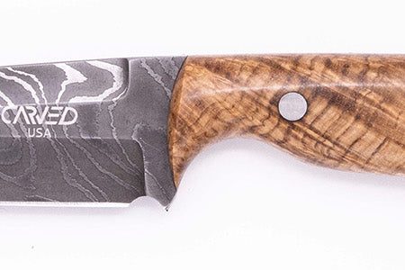 Carved Damascus Field Knife #20578 For Cheap