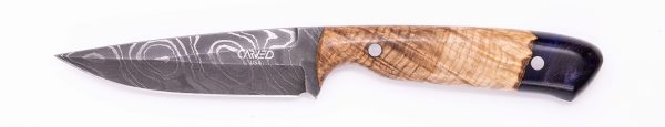 Carved Damascus Field Knife #20578 For Cheap