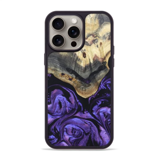 iPhone 15 Pro Max Wood+Resin Phone Case - Paulina (Purple, 666319) Fashion