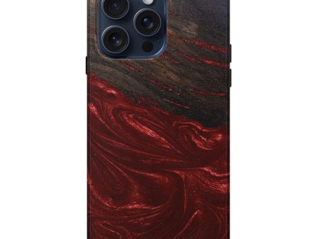 iPhone 15 Pro Max Wood+Resin Live Edge Phone Case - Winifred (Red, 668719) For Discount