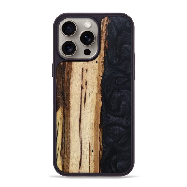 iPhone 15 Pro Max Wood+Resin Phone Case - Reed (Pure Black, 668927) Online Hot Sale