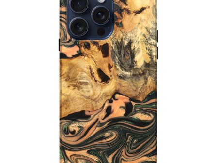 iPhone 15 Pro Max Wood+Resin Live Edge Phone Case - Shane (Green, 668837) Supply