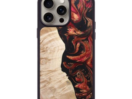 iPhone 15 Pro Max Wood+Resin Phone Case - Sabrina (Red, 666358) For Sale