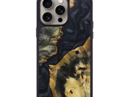 iPhone 15 Pro Max Wood+Resin Phone Case - Damon (Pure Black, 668923) Supply