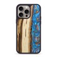 iPhone 15 Pro Max Wood+Resin Phone Case - Mia (Teal & Gold, 668767) Fashion