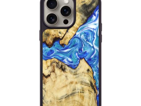 iPhone 15 Pro Max Wood+Resin Phone Case - Suzanne (Blue, 666500) Hot on Sale