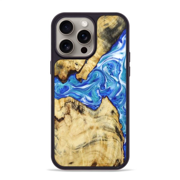 iPhone 15 Pro Max Wood+Resin Phone Case - Suzanne (Blue, 666500) Hot on Sale