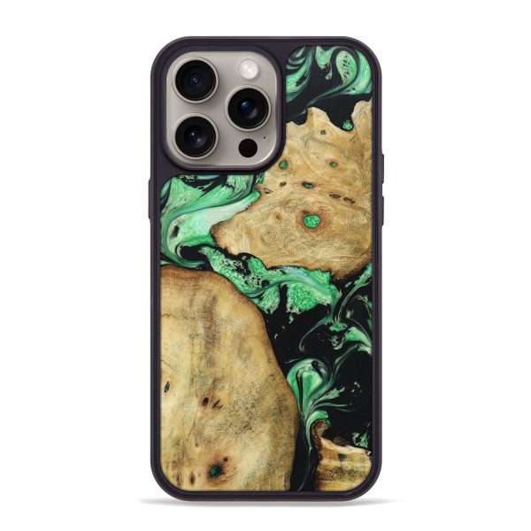 iPhone 15 Pro Max Wood+Resin Phone Case - Malcolm (Mosaic, 668212) For Sale