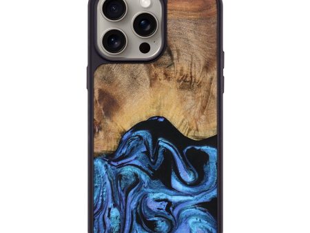 iPhone 15 Pro Max Wood+Resin Phone Case - Mikaela (Blue, 666496) Online Hot Sale