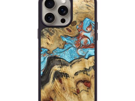 iPhone 15 Pro Max Wood+Resin Phone Case - Ibrahim (Teal & Gold, 666446) Online Hot Sale