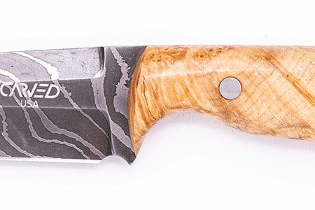 Carved Damascus Field Knife #20573 Discount