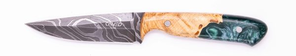 Carved Damascus Field Knife #20573 Discount