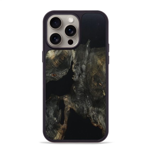 iPhone 15 Pro Max Wood+Resin Phone Case - Patsy (Pure Black, 667214) For Cheap