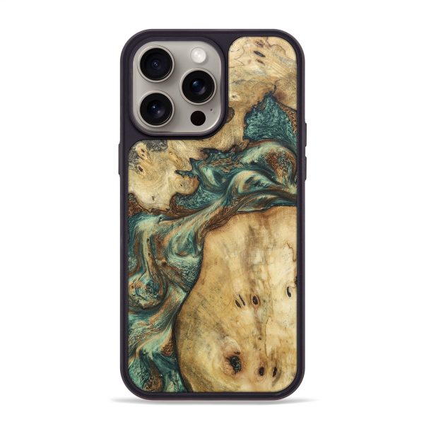 iPhone 15 Pro Max Wood+Resin Phone Case - Angie (Green, 666388) Online