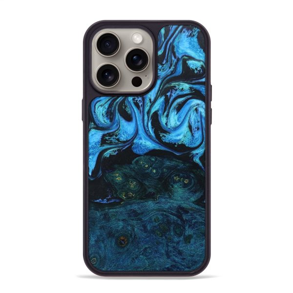 iPhone 15 Pro Max Wood+Resin Phone Case - Raegan (Blue, 668657) Fashion