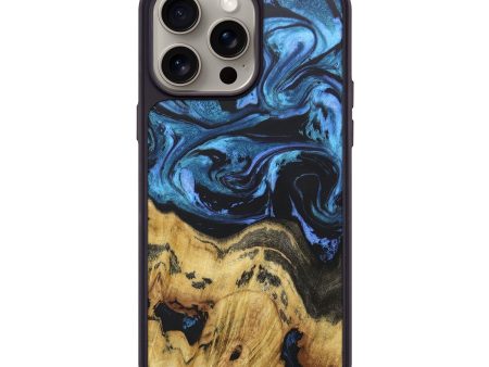 iPhone 15 Pro Max Wood+Resin Phone Case - Pat (Blue, 666490) Fashion