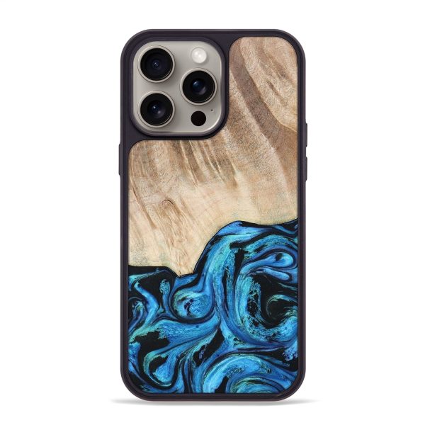 iPhone 15 Pro Max Wood+Resin Phone Case - Kane (Blue, 668654) Online Hot Sale