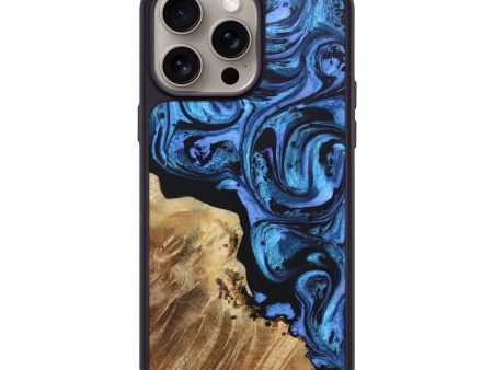 iPhone 15 Pro Max Wood+Resin Phone Case - Christopher (Blue, 666537) Online Hot Sale