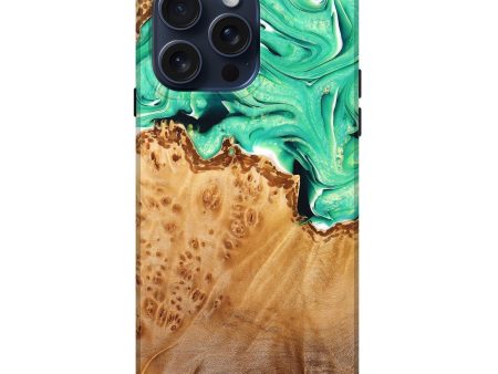 iPhone 15 Pro Max Wood+Resin Live Edge Phone Case - Aliyah (Green, 667134) Online