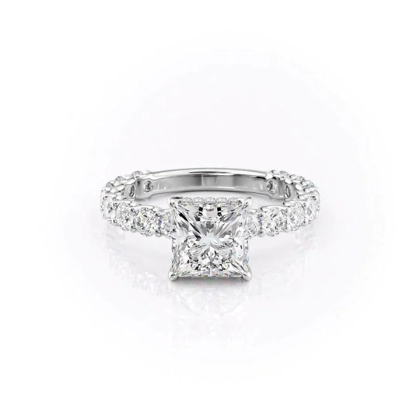 The Adelle Set With A 4 Carat Princess Moissanite on Sale