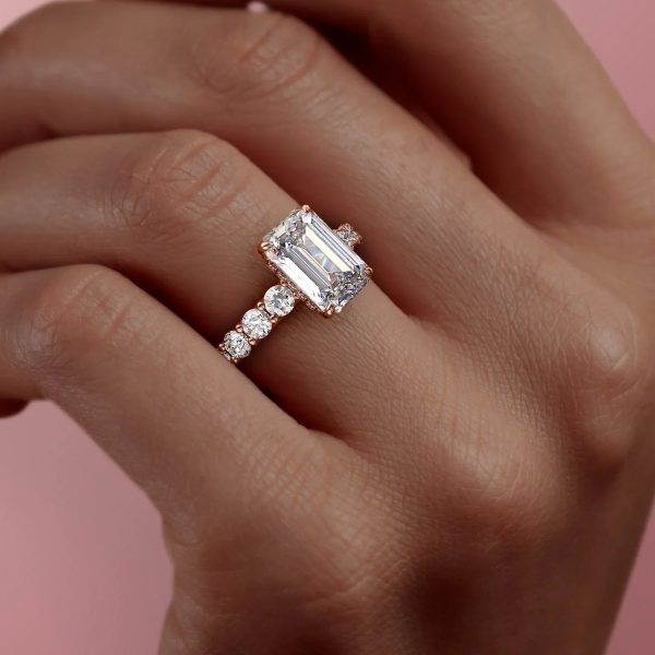 The Adelle Set With A 1 Carat Emerald Moissanite Online Sale