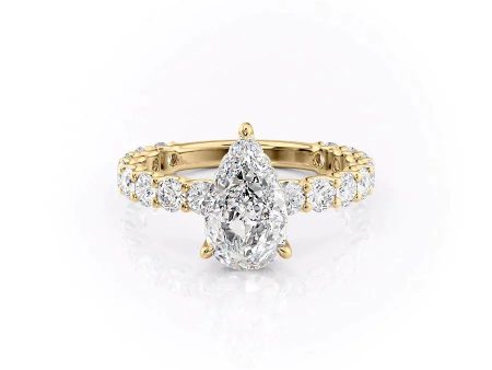 The Adelle Set With A 3.5 Carat Pear Moissanite For Cheap